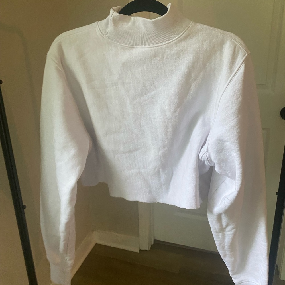 White Champion Cropped Turtle Neck Hoodie - Picture 4 of 5